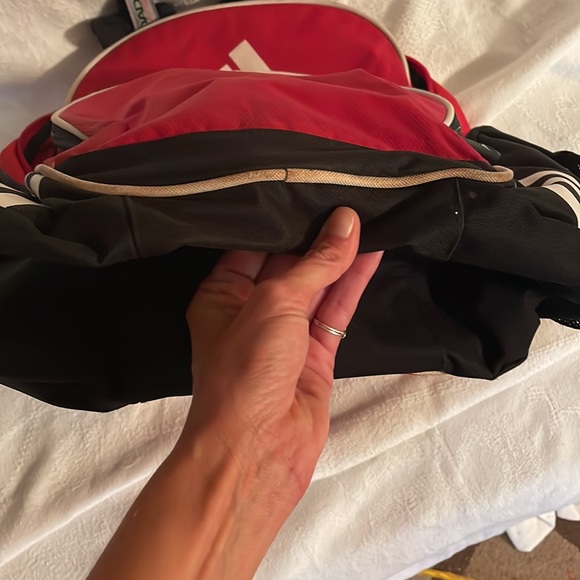 EUC! ADIDAS red backpack 🎒. Has a stain on the bottom white edging. See photos - Picture 9 of 10